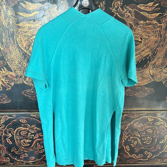 ST JOHN Seafoam Green petite CARDIGAN SWEATER  M-L - Picture 4 of 6